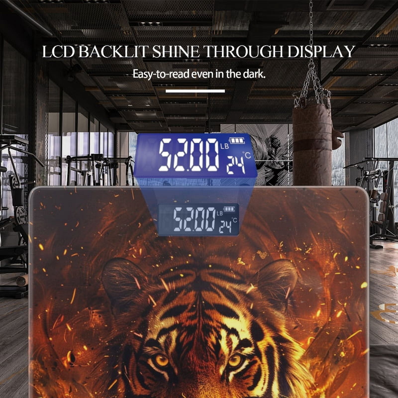 Bathroom Scale, Highly Accurate Digital Body Scale,Precisely Measures Weight up to 400 lbs-Tiger Engulfed In Flames Surrounded By Swirling Flames And Sparks
