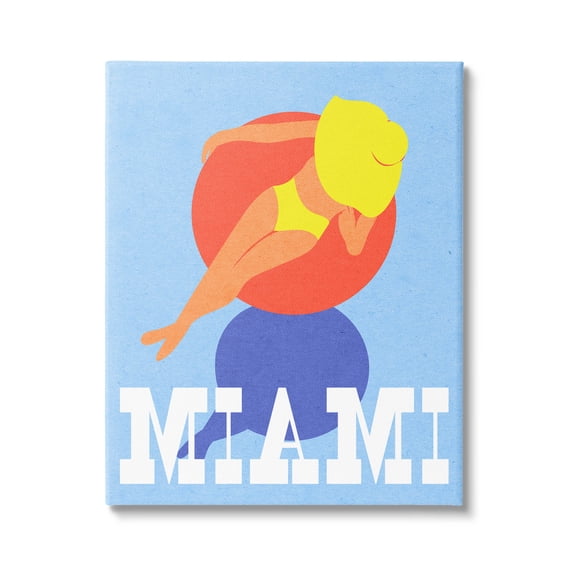 Stupell Industries Miami Woman in Pool Float Graphic Art Gallery Wrapped Canvas Print Wall Art, Design by Daphne Polselli