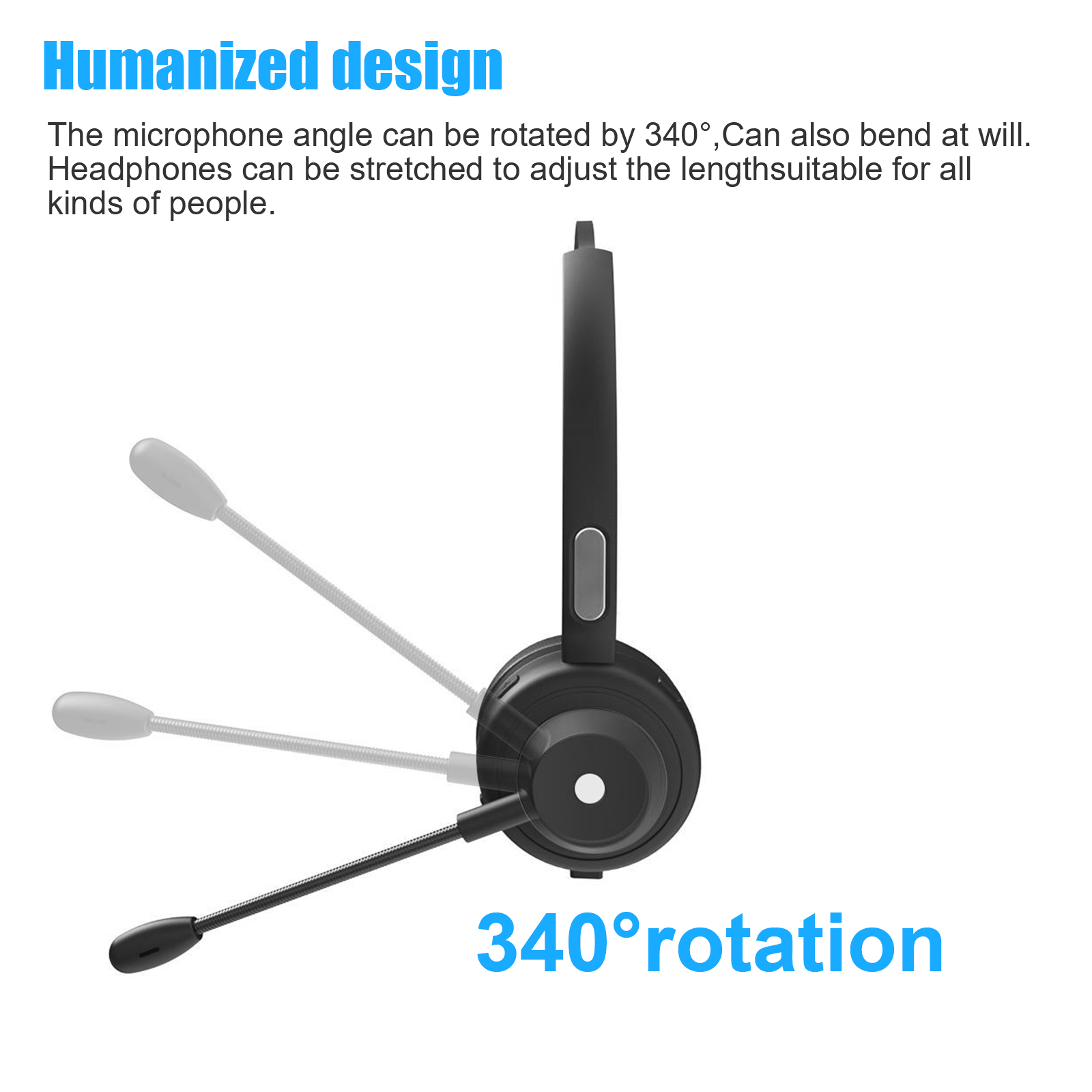 Trucker Bluetooth Headset, Wireless Headset with Microphone, Noise Cancelling  Office Wireless On-Ear Headphones for Cell Phone, Skype, Truck Driver, Call Center