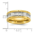 thumbnail image 2 of Stainless Steel Brushed and Polished Yellow Ip Plated Cubic Zirconia 8mm Band Size 8.5 Ring for Women and Men, 2 of 2