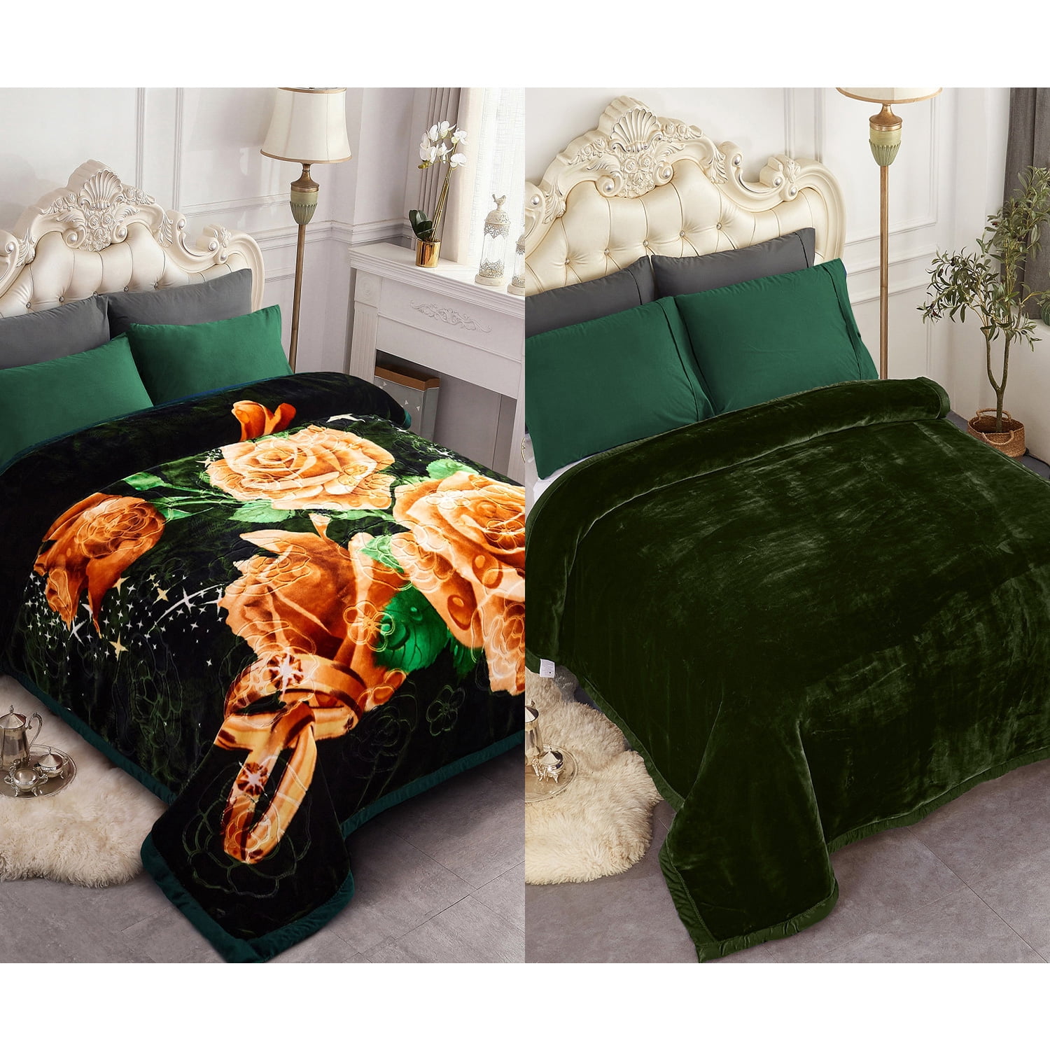 NC Queen Fleece Bed Blanket,2 Ply Heavy Thick Mink Warm Blanket for Winter 79"x91",7.5lbs