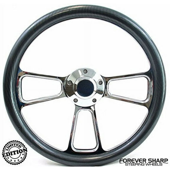 Chrome Billet Aluminum Carbon Fiber Steering Wheel Set 69-94 Chevy Gm Ididit