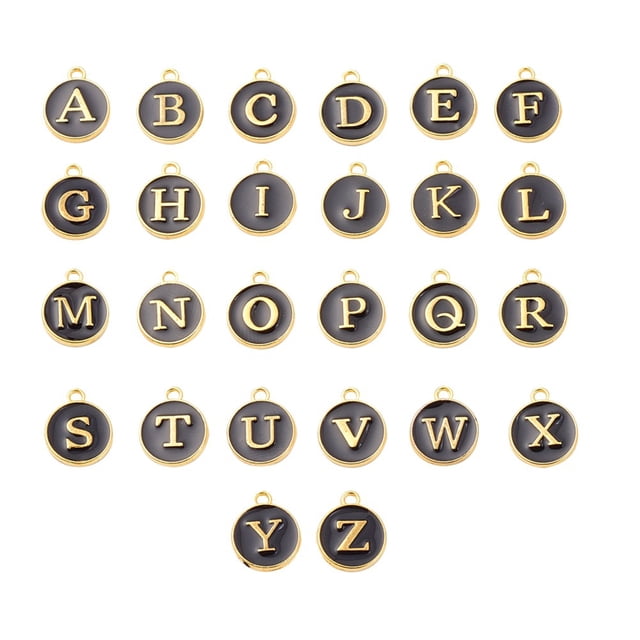 Qarigey 26 piezas de abalorios con letras iniciales, colgante hecho a mano, abalorio de aleación de doble cara, pendiente artesanal DIY con accesorios Ropa, zapatos y accesorios Miscelánea Negro Qarigey AP010311-07