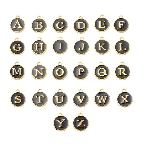Minnieouse 26 piezas de abalorios con letras iniciales, colgante hecho a mano, abalorio de aleación de doble cara, pendiente artesanal DIY con accesorios Ropa, zapatos y accesorios Miscelánea Negro Minnieouse AP010311-07