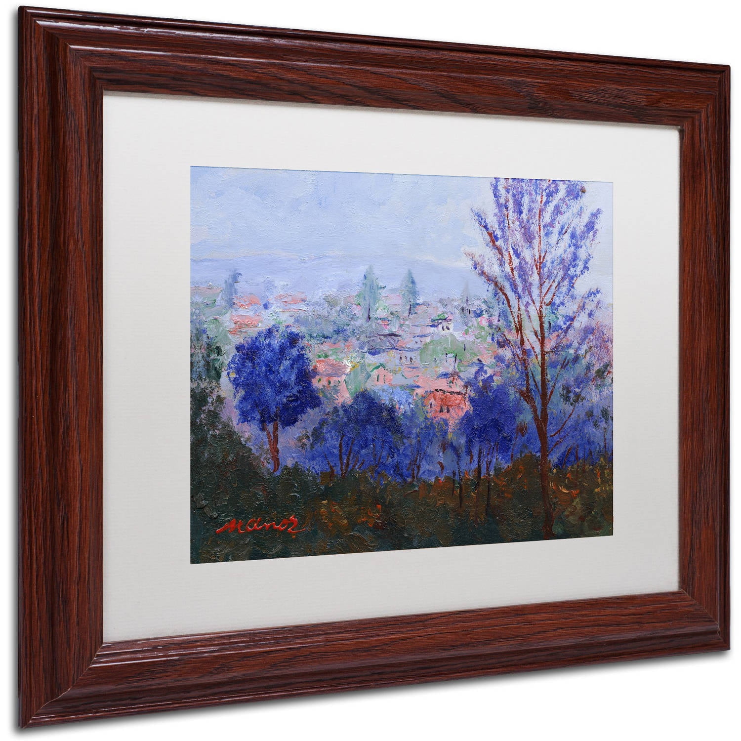 Trademark Fine Art "Mystic Town" Canvas Art by Manor Shadian White Matte, Wood Frame