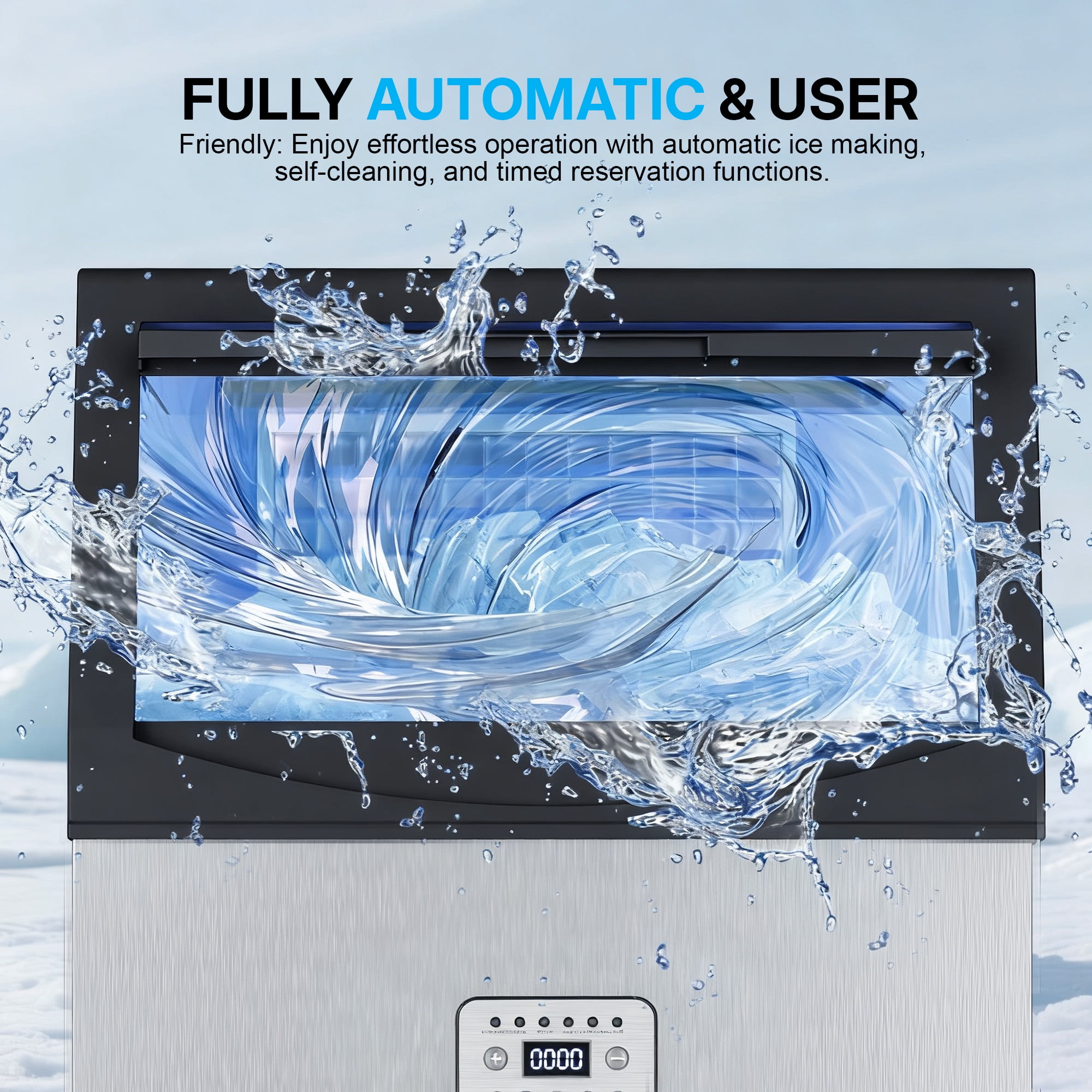 Nepsam Commercial Ice Maker, 100Lbs/24H, 50 Ice Cubes, Stainless Steel Under Counter ice Machine, Self-Cleaning & Timer, for Home & Bar