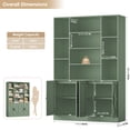 thumbnail image 5 of Hiphuta 75" Tall Modern Bookcases with 2 Double Door Cabinet, 47"Wide Wooden Storage Bookshelf for Living Room Home Office Entryway, Green, 5 of 8