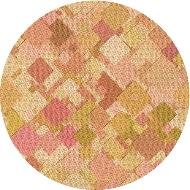 Ahgly Company Tapis Rond Lavable en Machine Intérieur Transitionnel Jaune Orange, 8 Pieds Rond