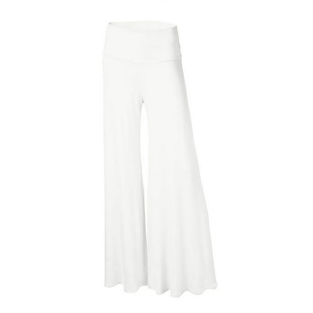 Pantalones de cintura alta y pierna ancha para mujer: elásticos, informales/para el trabajo/yoga, tejido de punto, para todas las estaciones, color liso, lavables a máquina/a mano, tallas S-XL.