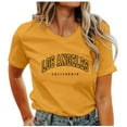 thumbnail image 1 of TSADFHJI Hauts Scintillants pour Femmes Noël T-Shirt Col Rond Imprimé Lettre Manches Courtes Col Rond S Jaune, 1 of 5