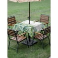 thumbnail image 4 of Outdoor Tablecloth with Umbrella Hole for Patio/Picnic/Party/Camping, Tropical Leaves Waterproof Table Cloth Square Cover Washable, Green Monstera Palm Leaves Summer Wood Gray (60"x 60"), 4 of 8