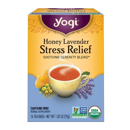 Stress Relief Herbal Tea - (6 Boxes) Yogi Tea, Honey Lavender Stress Relief Tea, Tea Bags, 16 Ct, 1.02 OZ