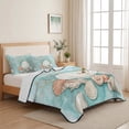 thumbnail image 5 of Quilts Twin XL Size Bedding Set, Coastal Seashells Lightweight Quilted Comforter, Watercolor Ocean Coral Conch Blue Green Soft Bedspread Coverlet with Pillow Covers for All Season, 68" x 98", 5 of 9