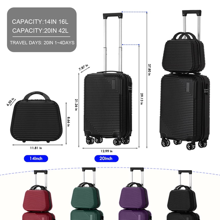 Diagonal Stripe Luggage ABS 2-Piece Set (14