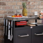 Expert Grill Outdoor BBQ Prep Cart with Wheels, Stainless Steel Top & Storage Shelves