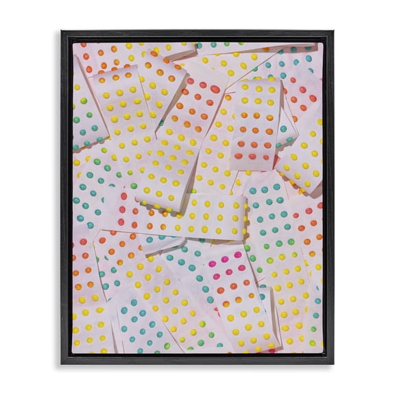 Stupell Industries Contemporary Retro Color Candy Dots Black Floating Frame Canvas Art, 17 x 21, by LISH Creative