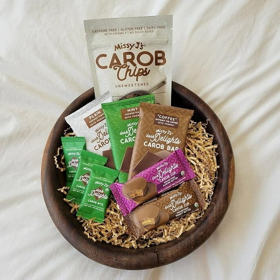 Missy J's Organic Carob Unsweetened Everything Sampler Pack 9 Gluten Free Healthy Low Calorie Snacks