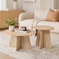 thumbnail image 2 of Nesting Coffee Table Set with Round Tops and Crisscross Legs - Walnut Finish, 2 of 10