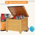 thumbnail image 3 of Large Size Dog House with 2 Feeding Bowls and Storage Box, Wooden Dog Crate with Raised Legs for Anti-Ground Moisture, Cabin Style Raised Dog Shelter with Asphalt Roof, Nature, 3 of 9