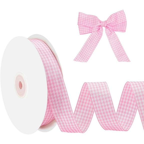 50Yards Gingham Ribbon 1Inch Checkered Ribbon 100% Polyester Woven Edge Plaid Ribbon Scottish Ribbon