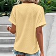 thumbnail image 4 of Summer Tops for Women Trendy Eyelet V Neck Short Sleeve Button down Shirts Casual Henley Tunic Vacation Blouses, 4 of 5
