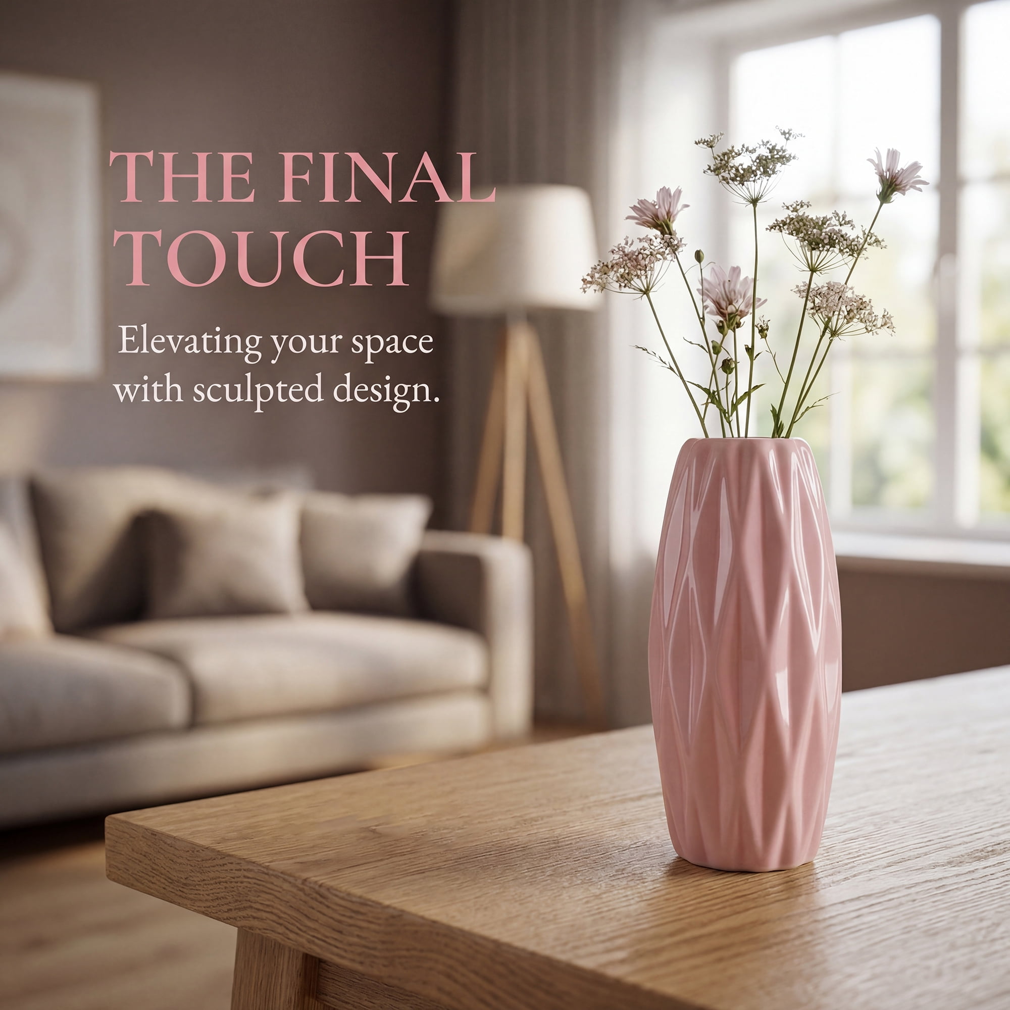 Unique Bargains Small Ceramic Modern Vase Matte Decorative Flower Vase for Desktop Pink