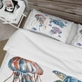 thumbnail image 4 of Designart 'Colorful Jellyfish and Turtles' Animal Duvet Cover Set, 4 of 4