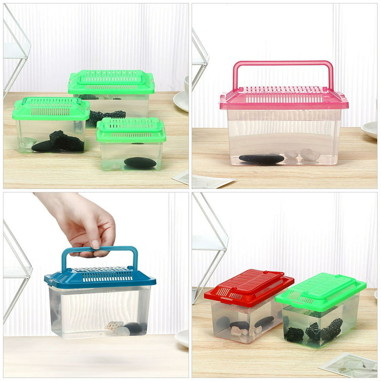 Portable Fish Tank Handheld Aquarium Fish Tank Transparent Turtle Box Pet Hamster Box, Size: 13x9cm