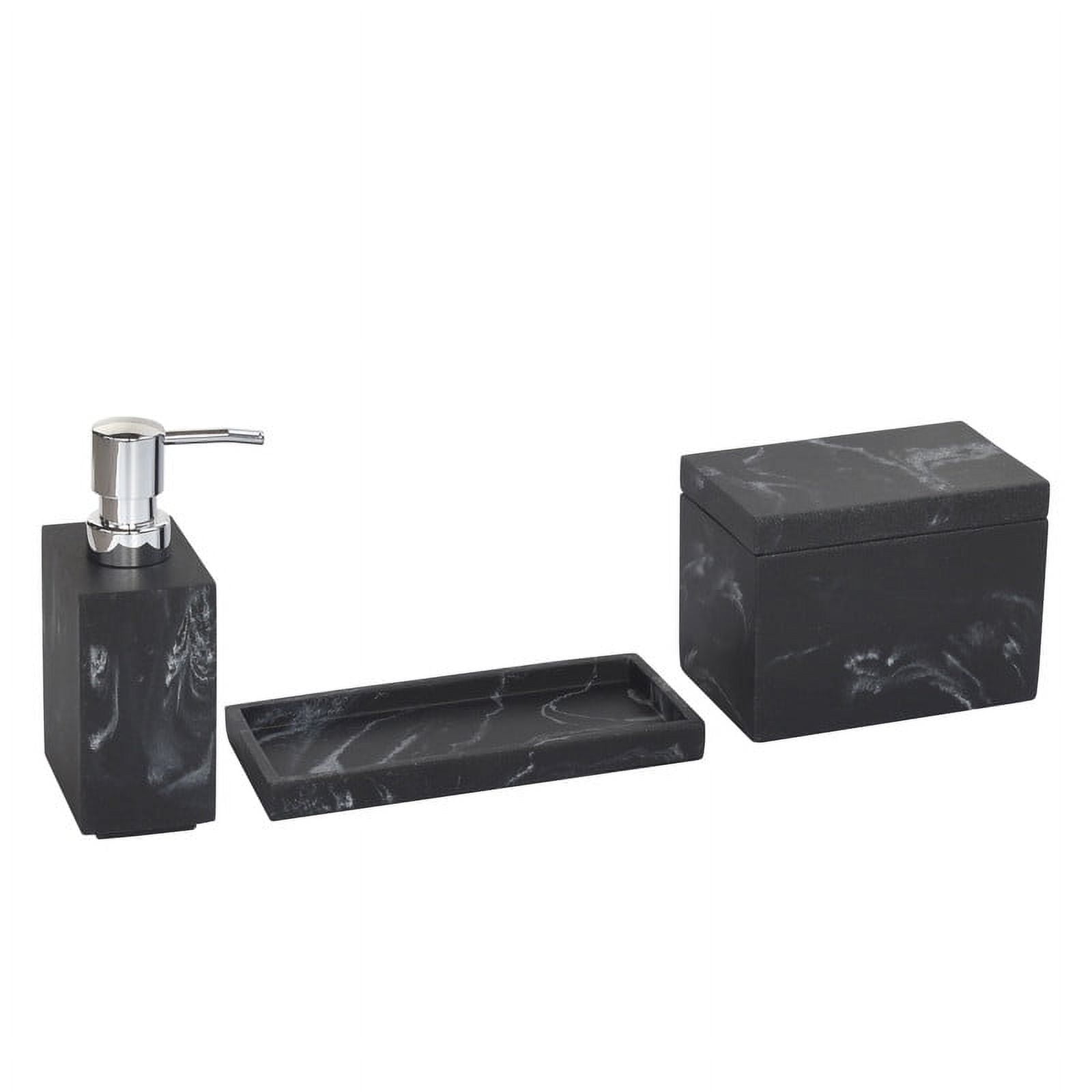 Better Homes & Gardens Black Faux Marble Finish 4 Piece Vanity Organizer Set, Resin
