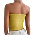 thumbnail image 4 of HAPIMO Women's Knitted Basic Tube Crop Tops Long Bandeau Top Summer Beach Tees Elegant Casual Tops for Girls Trendy Cotton Sleeveless Workout Shirts Strapless Yellow Clearance, 4 of 9