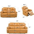 thumbnail image 2 of Bonded Leather Living Room Furniture Set Reclining Sofa Set Loveseat Furniture Sets in Living Room Sofa Recliners (3 Pieces, Ginger), 2 of 14