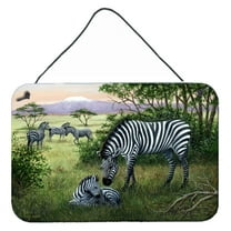Carolines Treasures BDBA0385DS812 Zebras in the Field with Baby Wall or Door Hanging Prints 8x12 multicolor