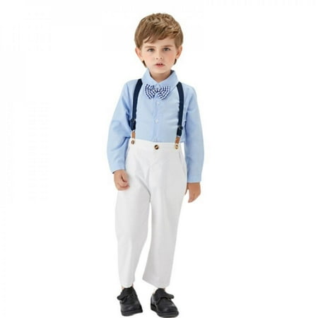 

Clearance Boys Clothing Sets Kids formal Suits Long Sleeve Shirt and Suspenders Trousers Kids Overalls Suspender Pants Casual Boy Clothes