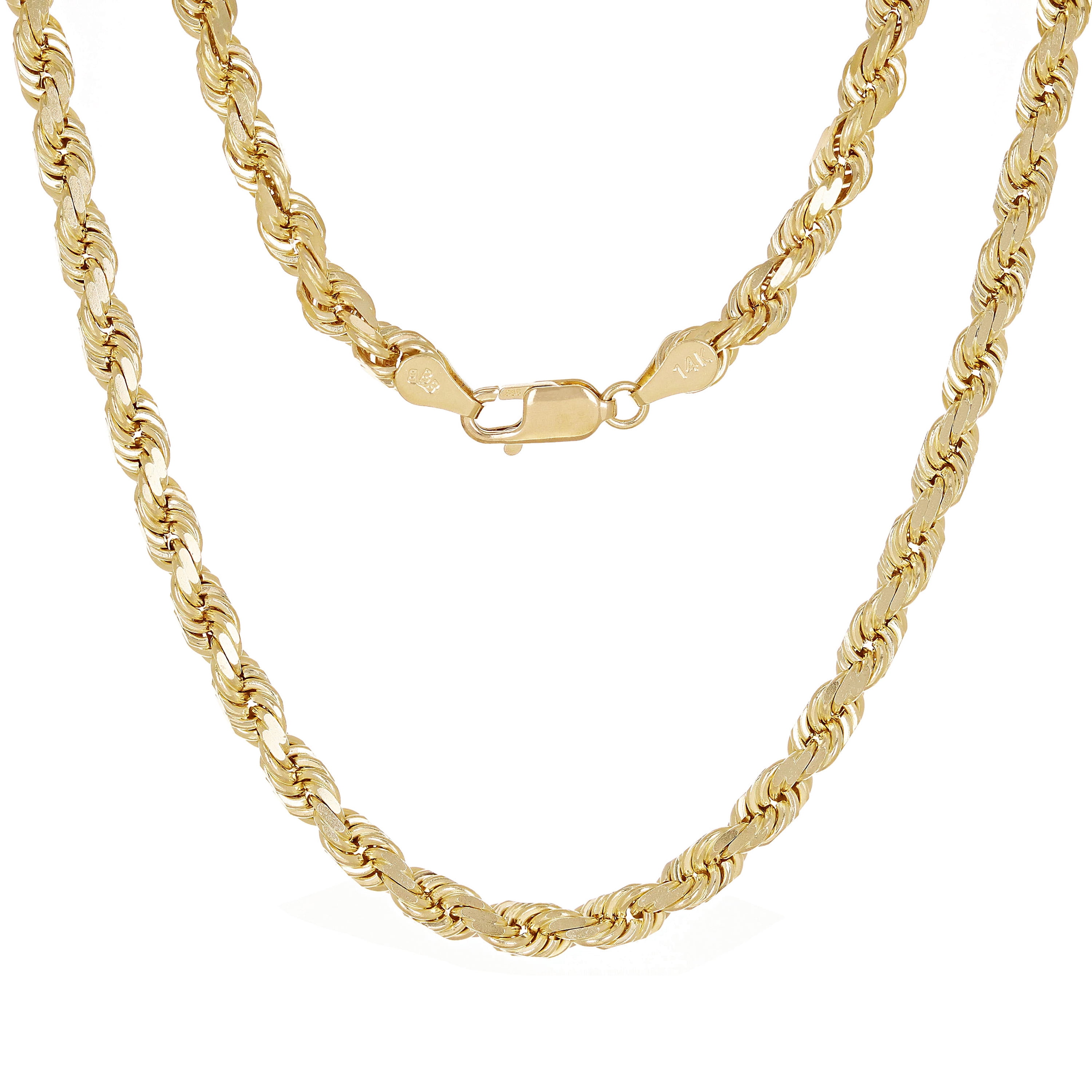 14k Yellow Gold Solid Diamond Cut Rope Chain Necklace 28" 6mm - 28"