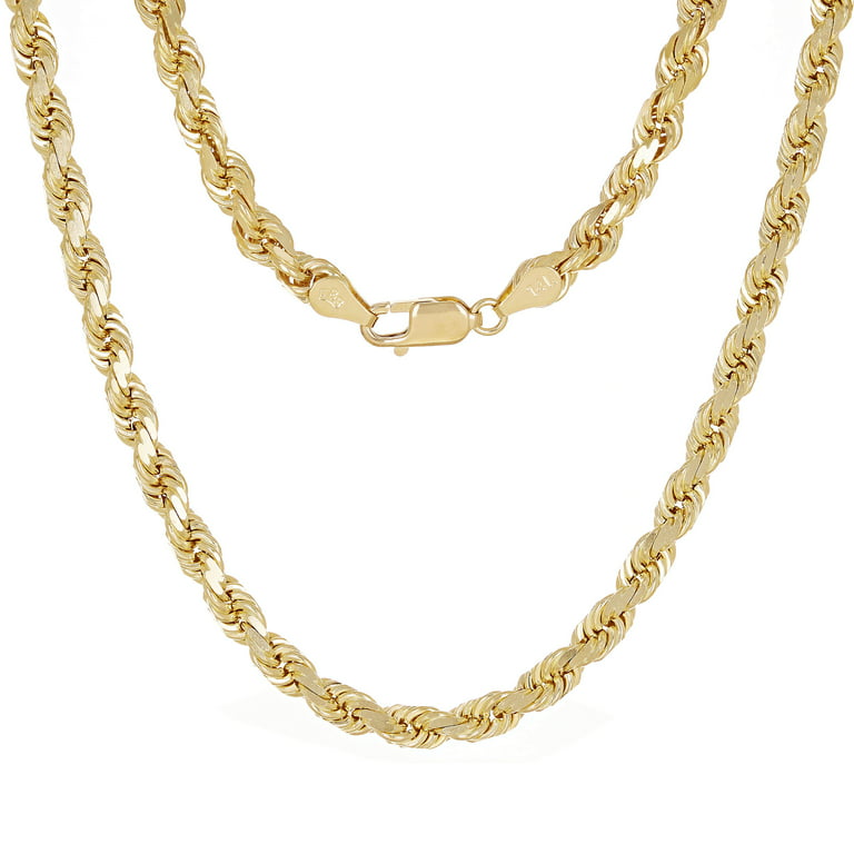 14k Yellow Gold Solid Diamond Cut Rope Chain Necklace 22 6mm - 22