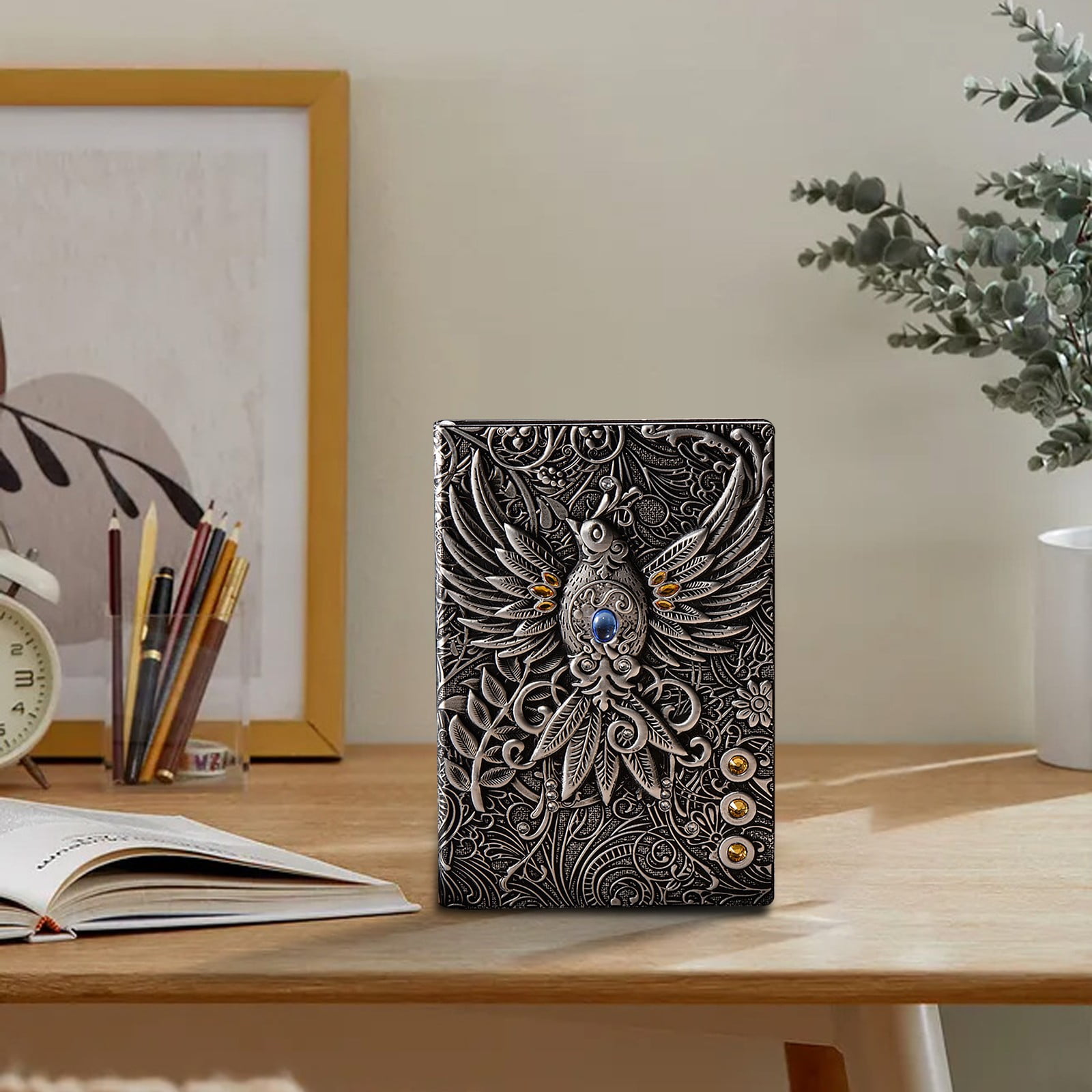 Clearance a notebook under $20,A5 (5.5" X 8.3") Embossed Journals Vintage Notebook Retro Leather Bronze Diary 100 Sheets Paper Hardcover Travel Notepad For Writing Sketchbook Collection Gift Dec