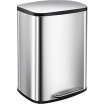 HELLONE 50L/13Gal Heavy Duty Hands-Free Stainless Steel Kitchen Trash Can, Commercial Rectangular Kitchen Waste Bin, with Soft Close Lid & Inner Liner, Fingerprint-Resistant