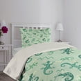 thumbnail image 4 of Ambesonne African Quilted Coverlet 2 Pcs, Exotic Lizard Reptile, Twin Size, Green Mint, 4 of 5