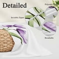 thumbnail image 6 of Purple Tulip Throw Pillow Cover, Pillowcase Protectors with Zipper, Breathable Decorative Lumbar Pillow Case Cover, Aesthetic&nbsp;Pastoral Flower Floral Spring Pillow Shams for Couch Sofa 16x24Inch, 6 of 8