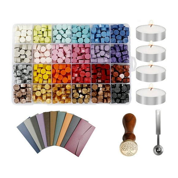 Yeacher Wax Seal Kit 600pcs Sealing Wax Beads with Wax Seal Stamp Wax Melting Spoon Candles Envelopes for Letter Cards Wedding Invitations Gift Wrapping Sealing Decoration Arts & Crafts
