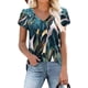 thumbnail image 1 of 2023 camiseta de manga corta con pétalos para mujer, camiseta informal con cuello en V, estampado de hojas, mediano esquí esquí Gafas de esquí, 1 of 1