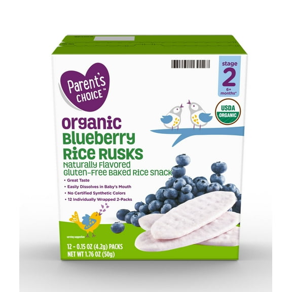 Parents Choice Baby Rice Rusks - Blueberry (12 Pack)