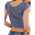 thumbnail image 3 of Women Floral Pattern Tank Tops Summer Vest Open Front Sleeveless Slim Fit Crop Going Out Tops Blue L, 3 of 8