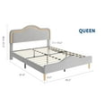 thumbnail image 3 of Yiwa Kids Velvet Bed Frame with LED Lights, Adjustable LED Headboard & Footboard Princess Platform, Wood Slats Support, No Box Spring Needed, 3 of 9