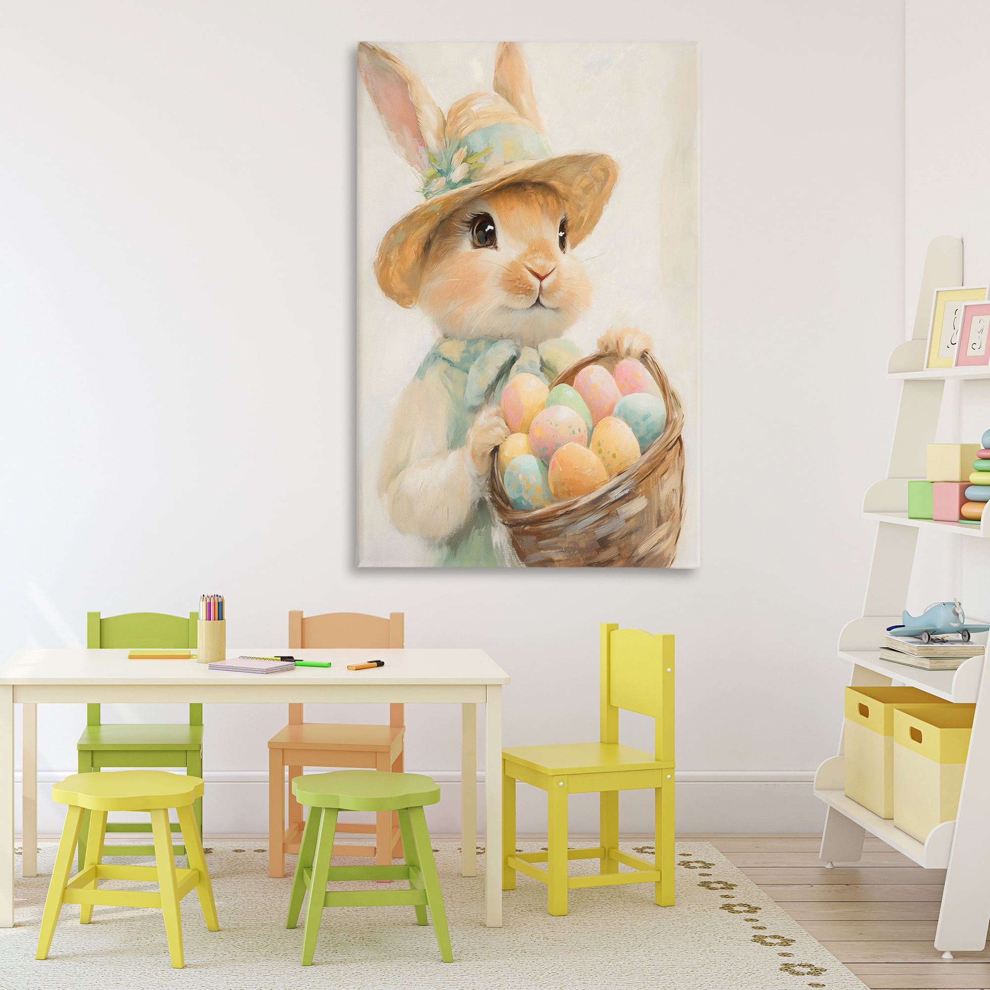 Stupell Industries Easter Egg Basket Rabbit Canvas Wall Art, design by The Prints Vibe