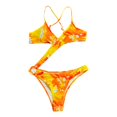 thumbnail image 2 of Gibobby Batas de baño mujeres spa Imprimir uno Piece Sexy Swimwear V Cuello Bathing Bikini Tie Tinte Fashion Strap Women Swimsit Swimswears(Amarillo,G), 2 of 4