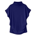 thumbnail image 3 of HAJWOH Women's Half Turtleneck Sleeve T-Shirt Solid Color Mock Neck Dolman Short Sleeve Top Casual Fashion Loose Shirt, 3 of 6