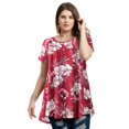 thumbnail image 2 of LARACE Short Sleeve Tops Solid Color Summer Blouses Tunic T-shirt for Women Boho Style Long Tee Ladies Loose T Shirts A-WineRed18_3X, 2 of 6