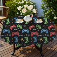 thumbnail image 4 of Game Controller Black Pattern Round Tablecloth 70"x70", Wrinkle Resistant Wipeable Table Cover for Kitchen Dining Room Picnic Patio and Party, 4 of 6
