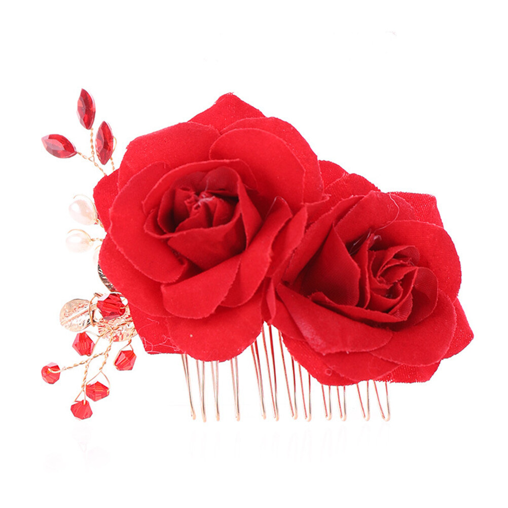 Comb Hair Rose Side Hairpin Teeth Bridal Bride Rhinestone Classic Clips